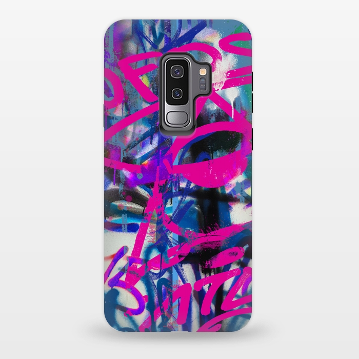 Galaxy S9 plus StrongFit Grafitti Writing Pink Blue by Andrea Haase