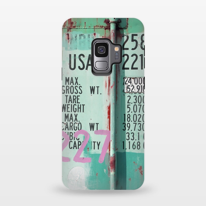 Galaxy S9 StrongFit Turquoise Grafitti Container by Andrea Haase