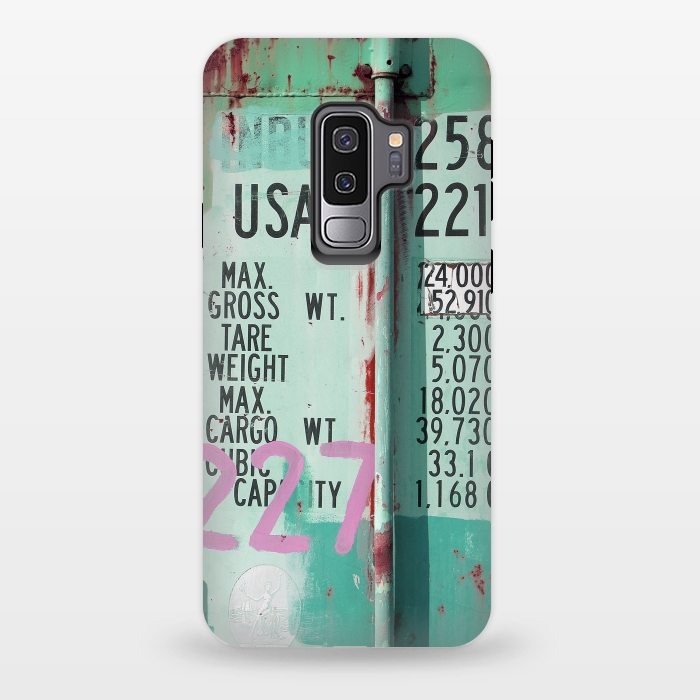 Galaxy S9 plus StrongFit Turquoise Grafitti Container by Andrea Haase