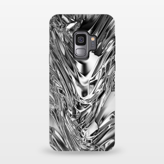 Galaxy S9 StrongFit Silver Aluminium Molten Metal Digital Texture by BluedarkArt