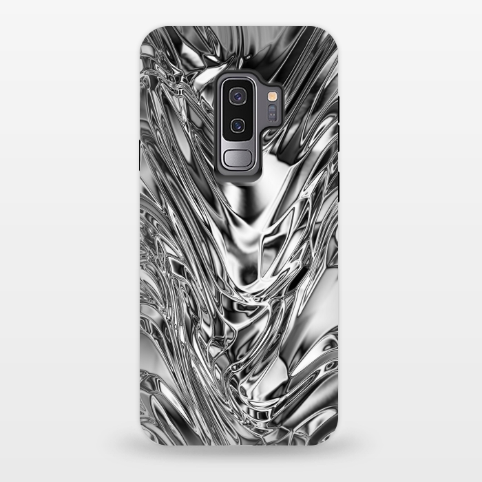 Galaxy S9 plus StrongFit Silver Aluminium Molten Metal Digital Texture by BluedarkArt