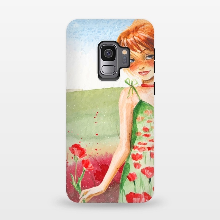 Galaxy S9 StrongFit Summer Girl in Poppy field by  Utart