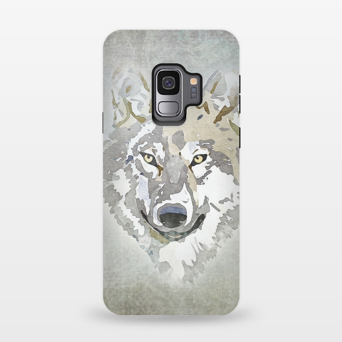 Galaxy S9 StrongFit Wolf Head Watercolor Art 2 by Andrea Haase