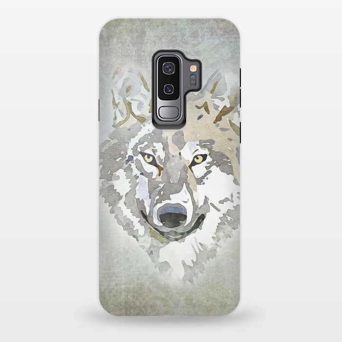 Galaxy S9 plus StrongFit Wolf Head Watercolor Art 2 by Andrea Haase