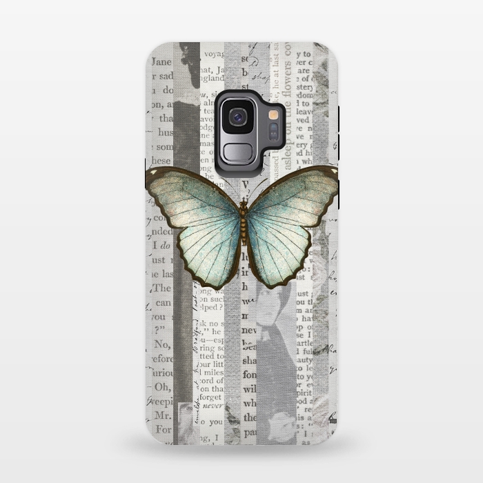 Galaxy S9 StrongFit Vintage Butterfly Paper Collage by Andrea Haase