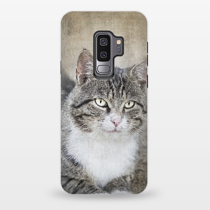 Galaxy S9 plus StrongFit Friendly Cat Mixed Media Art by Andrea Haase
