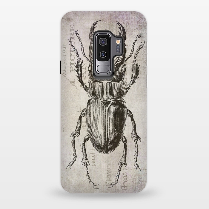 Galaxy S9 plus StrongFit Stag Beetle Vintage Mixed Media Art by Andrea Haase