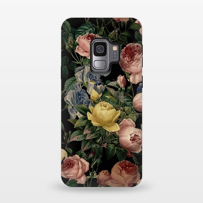 Galaxy S9 StrongFit Victorian Vintage Roses on Black by  Utart