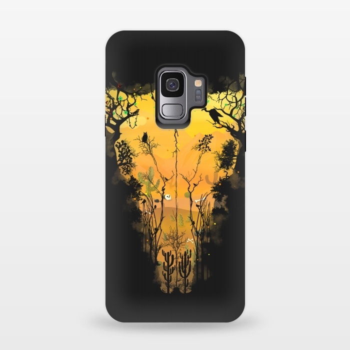 Galaxy S9 StrongFit Dark Desert Cow Skull by Sitchko
