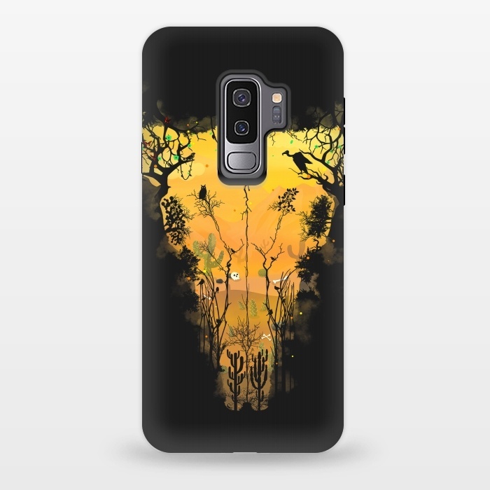 Galaxy S9 plus StrongFit Dark Desert Cow Skull by Sitchko
