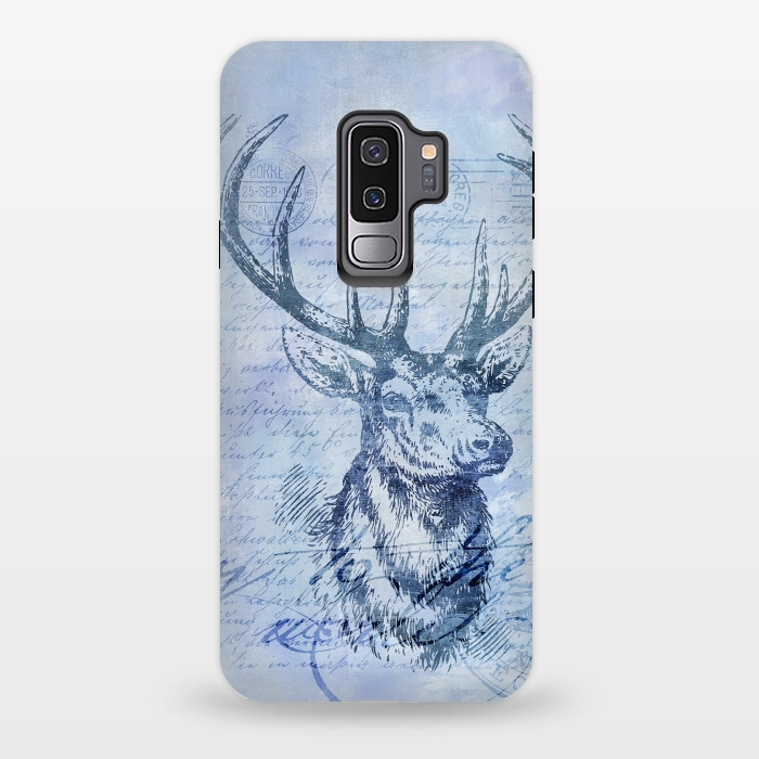 Galaxy S9 plus StrongFit Blue Nostalgic Deer by Andrea Haase