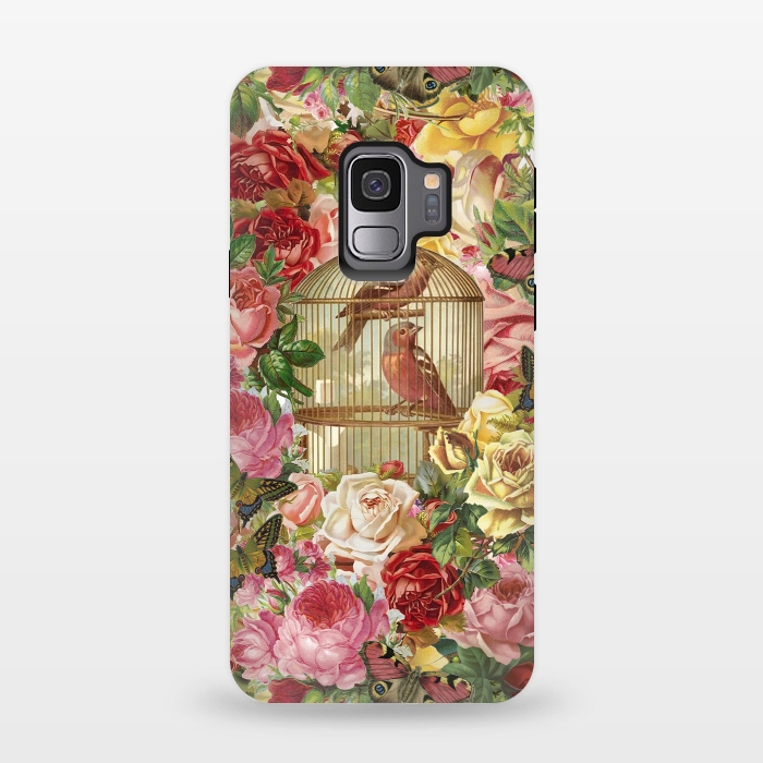 Galaxy S9 StrongFit Vintage Bird Cage and Flowers by Andrea Haase
