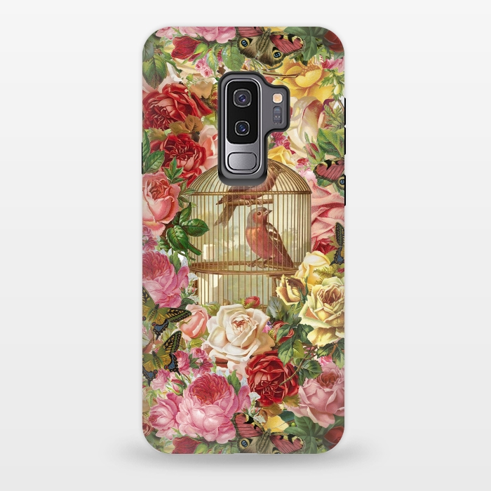 Galaxy S9 plus StrongFit Vintage Bird Cage and Flowers by Andrea Haase