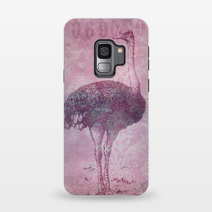 Galaxy S9 StrongFit Vintage Pink Ostrich Art by Andrea Haase