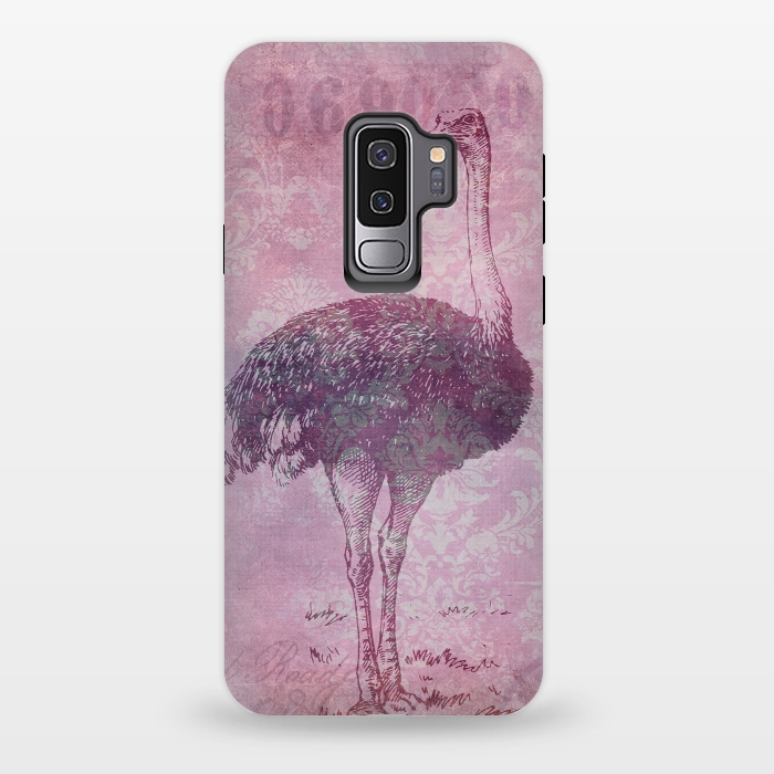 Galaxy S9 plus StrongFit Vintage Pink Ostrich Art by Andrea Haase