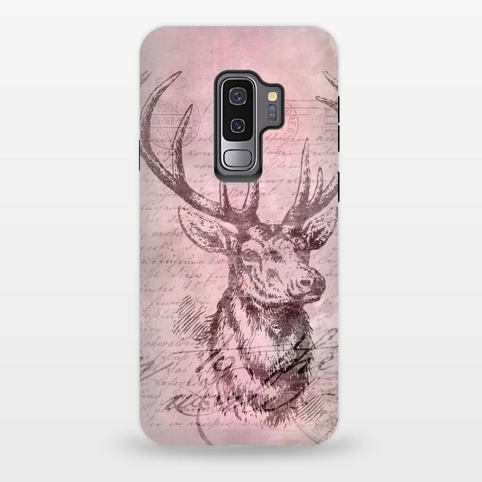 Galaxy S9 plus StrongFit Vintage Deer Pastel Pink by Andrea Haase