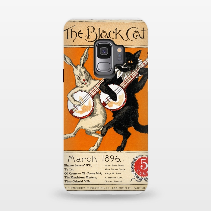 Galaxy S9 StrongFit Cat And Rabbit Vintage Poster by Andrea Haase