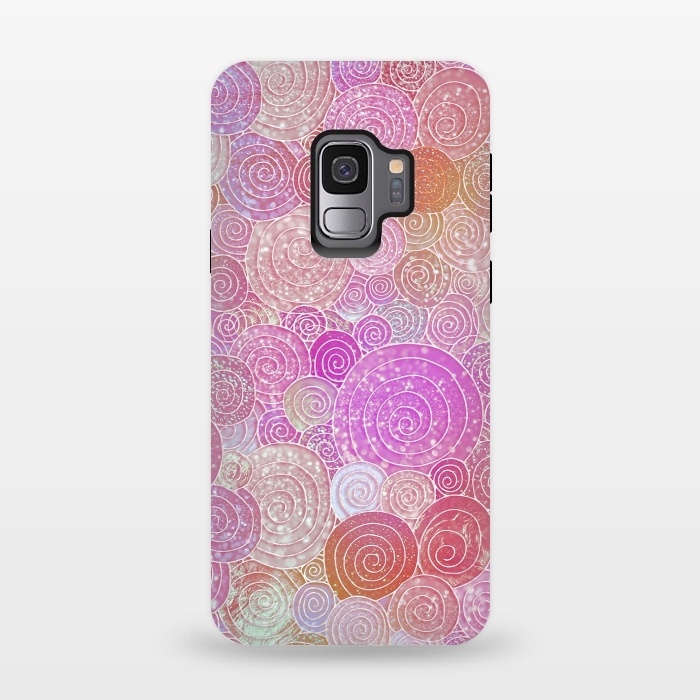 Galaxy S9 StrongFit Pink Metal Circles Dots Pattern by  Utart