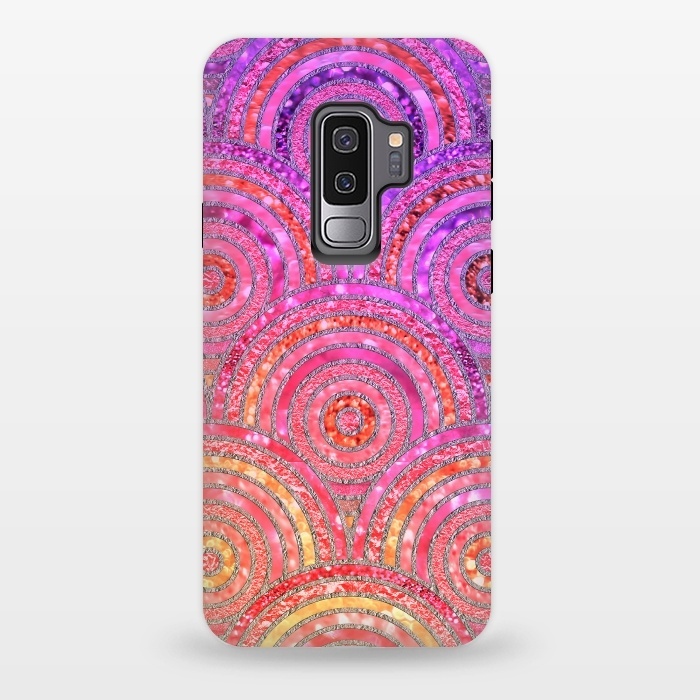 Galaxy S9 plus StrongFit Multicolor Pink Gold Circles  by  Utart