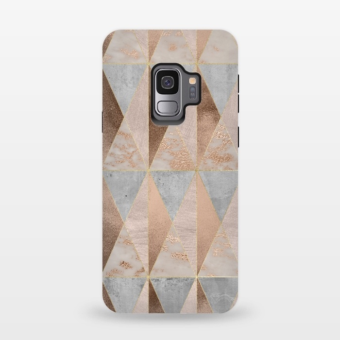 Galaxy S9 StrongFit Modern Marble Geode Copper Triangle Argyle by  Utart