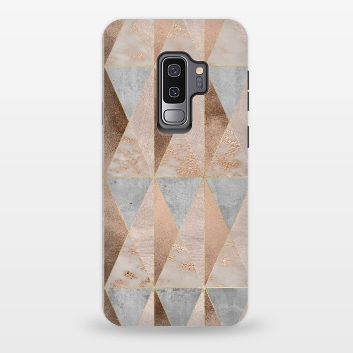 Galaxy S9 plus StrongFit Modern Marble Geode Copper Triangle Argyle by  Utart