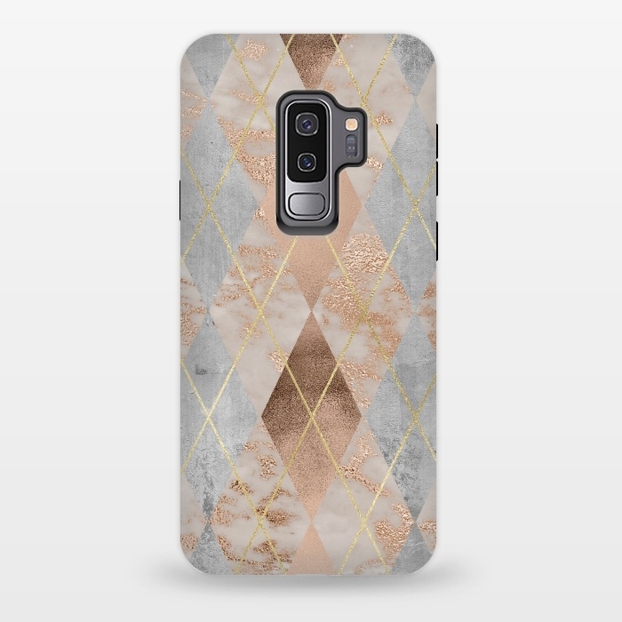 Galaxy S9 plus StrongFit Trendy Argyle Marble and Concrete Copper Pattern by  Utart