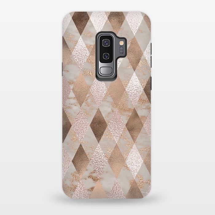 Galaxy S9 plus StrongFit Abstract Trendy Copper Concrete Argyle Pattern by  Utart