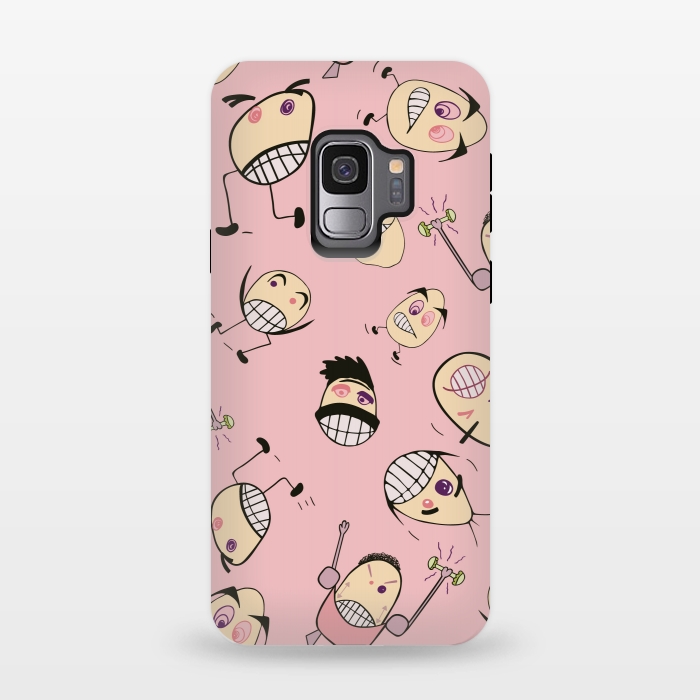 Galaxy S9 StrongFit Egg Heads on Pink by Paula Ohreen