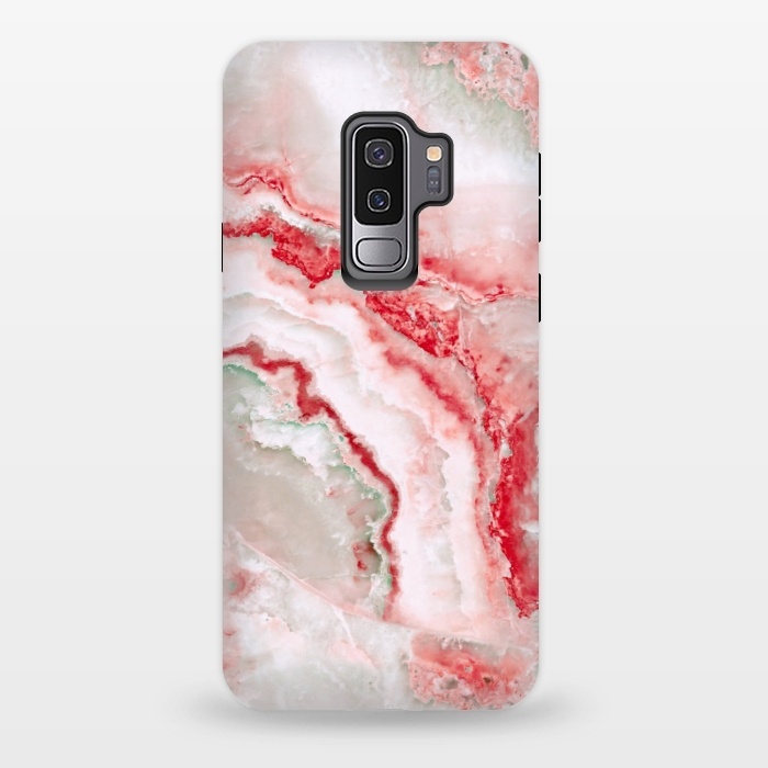 Galaxy S9 plus StrongFit Coral Red Veined Agate by  Utart