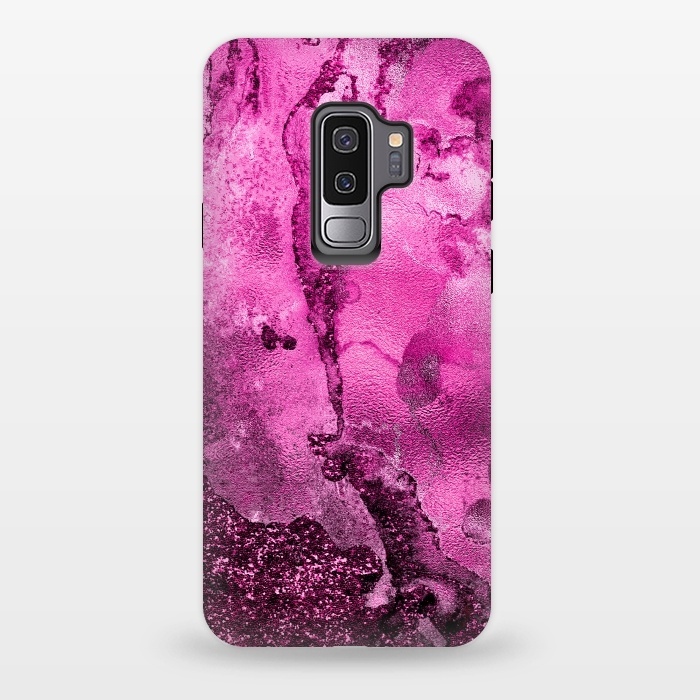 Galaxy S9 plus StrongFit Purple and Pink Glittering Ink Marble by  Utart