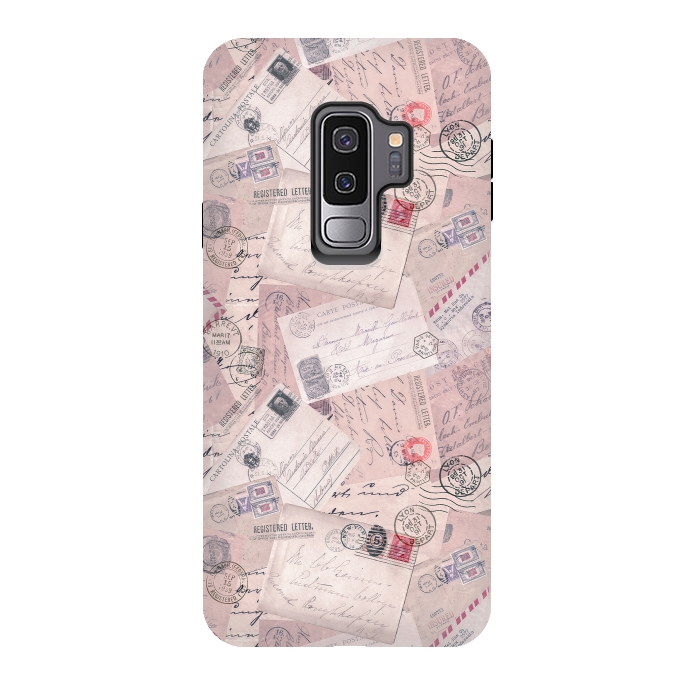 Galaxy S9 plus StrongFit Vintage Letter Collage In Soft Pink by Andrea Haase