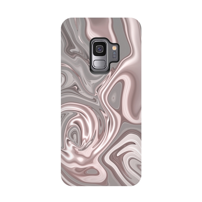 Galaxy S9 StrongFit Rose Gold Gray Marbled Paint by Andrea Haase