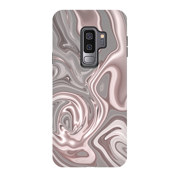 Galaxy S9 plus StrongFit Rose Gold Gray Marbled Paint by Andrea Haase