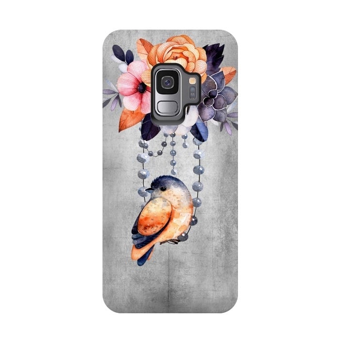 Galaxy S9 StrongFit Vintage flowers and bird by  Utart