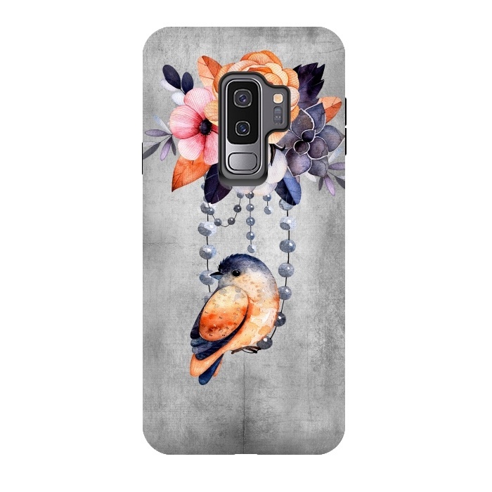 Galaxy S9 plus StrongFit Vintage flowers and bird by  Utart