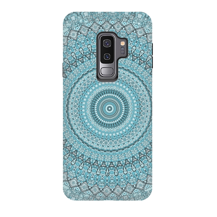 Galaxy S9 plus StrongFit Teal Turquoise Mandala by Andrea Haase