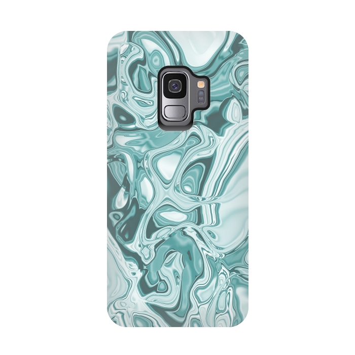 Galaxy S9 StrongFit Faux Marble Teal Green 2 by Andrea Haase