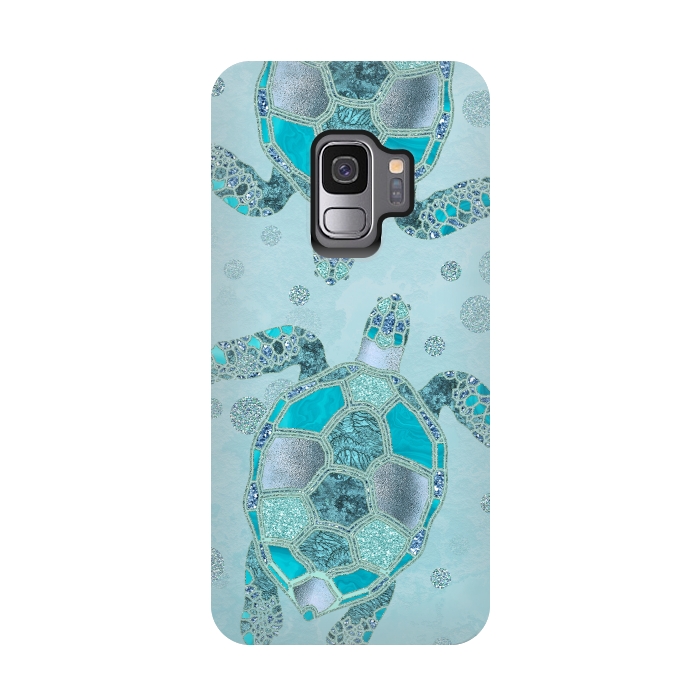 Galaxy S9 StrongFit Turquoise Glamour Turtle 2 by Andrea Haase