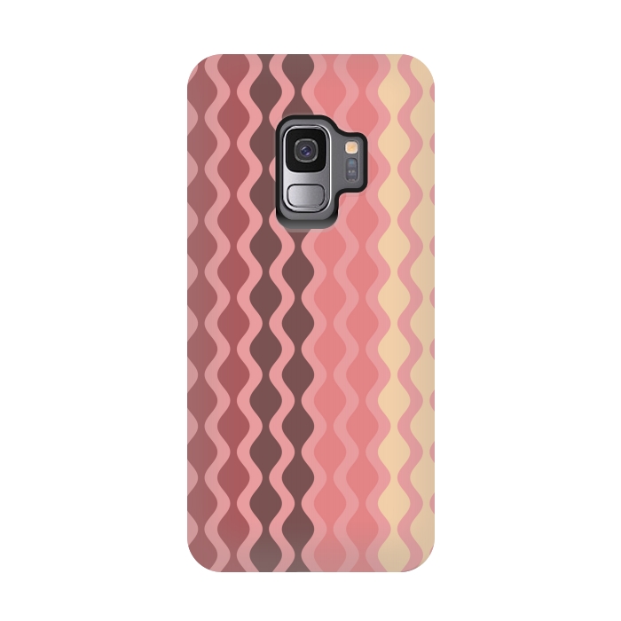 Galaxy S9 StrongFit Falling Waves in Pink and Brown by Paula Ohreen