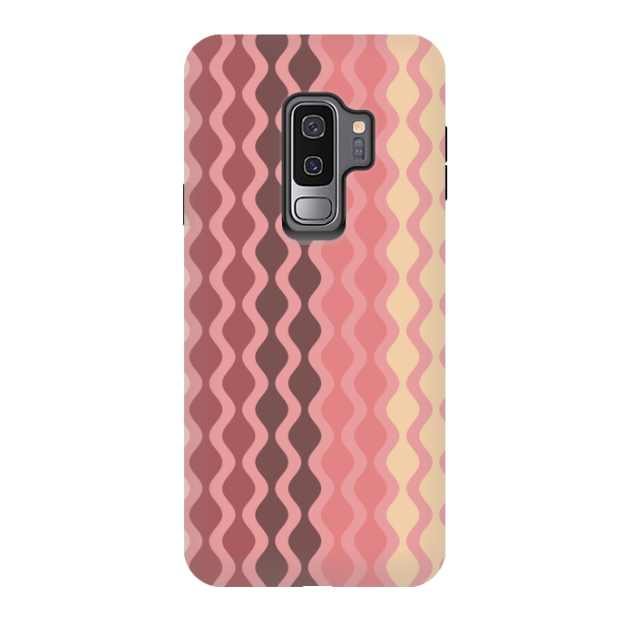 Galaxy S9 plus StrongFit Falling Waves in Pink and Brown by Paula Ohreen