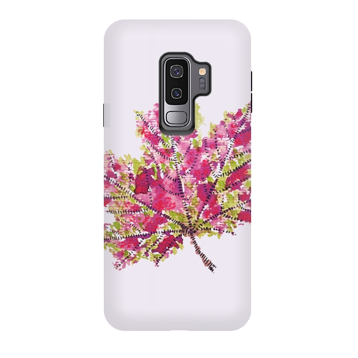 Galaxy S9 plus StrongFit Colorful Watercolor Autumn Leaf by Boriana Giormova