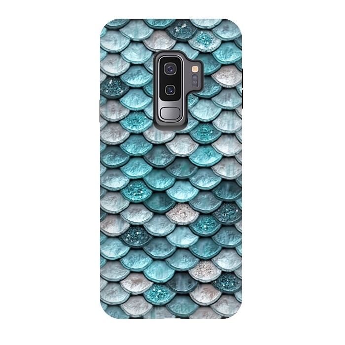 Galaxy S9 plus StrongFit Silver and Blue Metal Glitter Mermaid Scales by  Utart