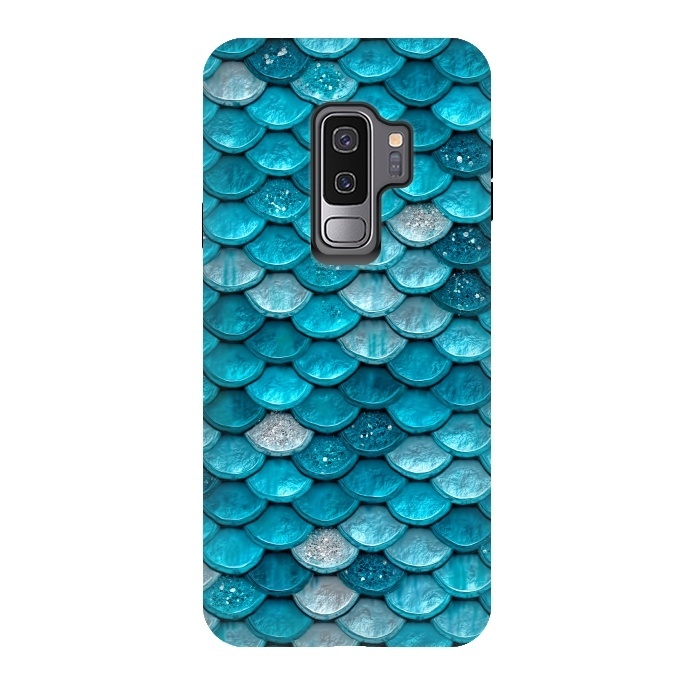 Galaxy S9 plus StrongFit Blue Metal Mermaid Glitter Scales by  Utart