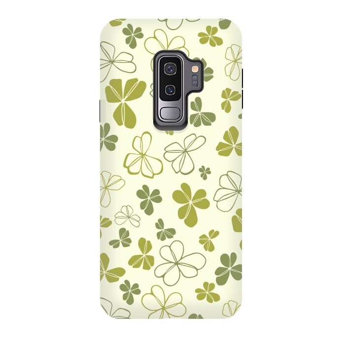Galaxy S9 plus StrongFit Lucky Clover in Cream and Green by Paula Ohreen