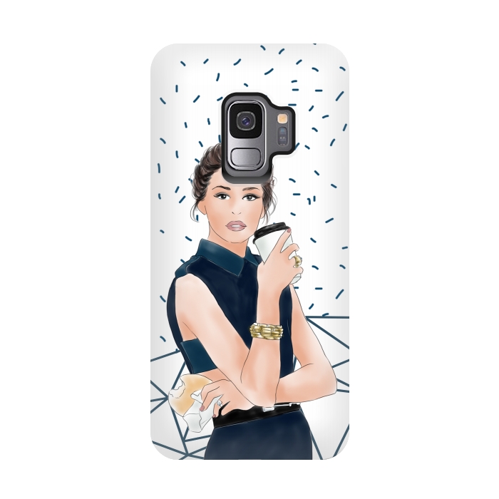 Galaxy S9 StrongFit Fashion Girl with Coffee by DaDo ART