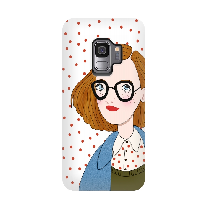 Galaxy S9 StrongFit Trendy Fashion Girl with Red Polka Dots by DaDo ART