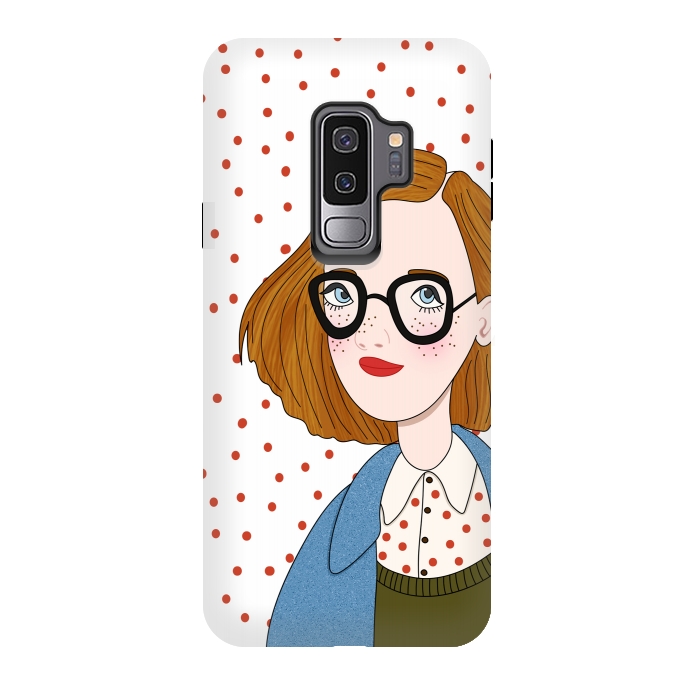 Galaxy S9 plus StrongFit Trendy Fashion Girl with Red Polka Dots by DaDo ART