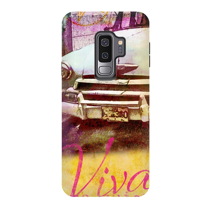 Galaxy S9 plus StrongFit Viva Cuba Old Car Mixed Media Art by Andrea Haase