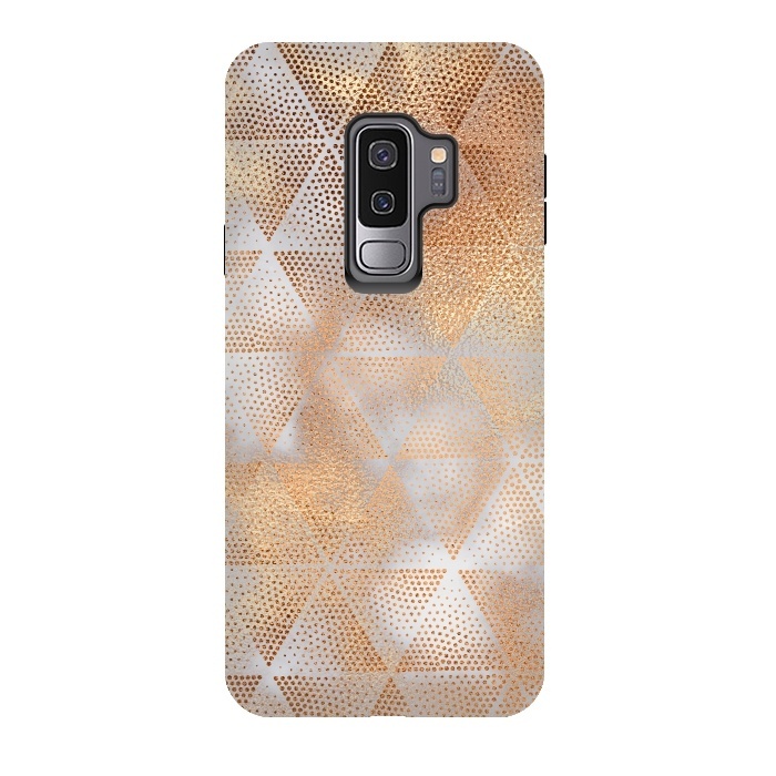 Galaxy S9 plus StrongFit Rose Gold Marble Triangle Pattern by  Utart