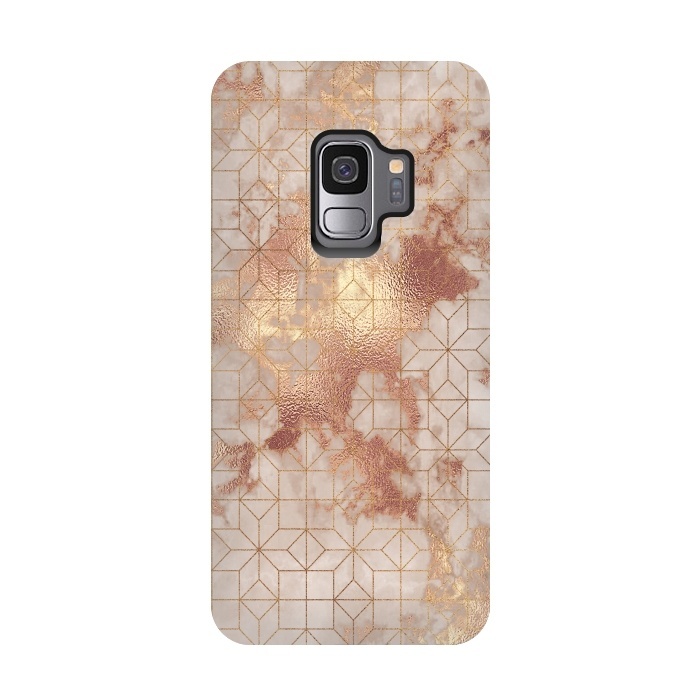 Galaxy S9 StrongFit Simply Minimalistic  Rose Gold Shapes Marble Pattern by  Utart